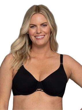Vanity Fair Radiant Full Coverage Underwire Back Smoothing Bra 44D Black NWT